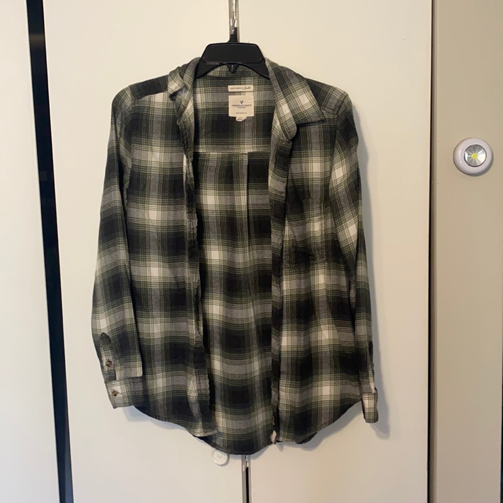 Green and white flannel from American eagle